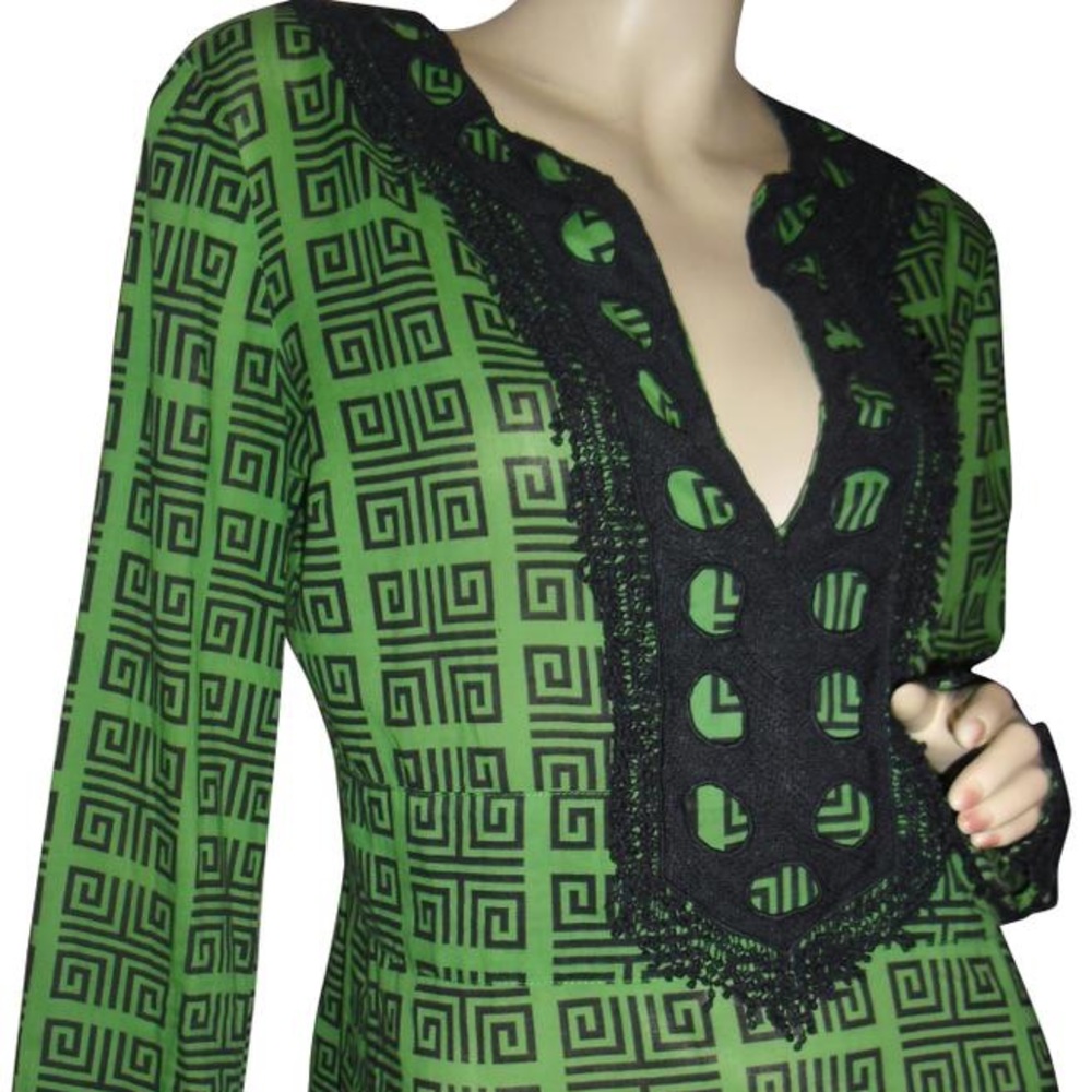 Tory Burch Green and Navy Top Tunic